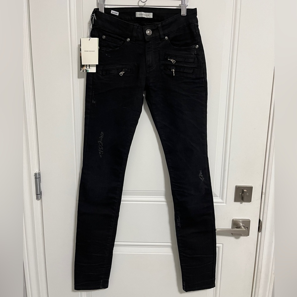 NWT - Pierre Balmain Women’s Distressed Skinny Jeans - Made in Italy - Size 26 - Picture 1 of 10